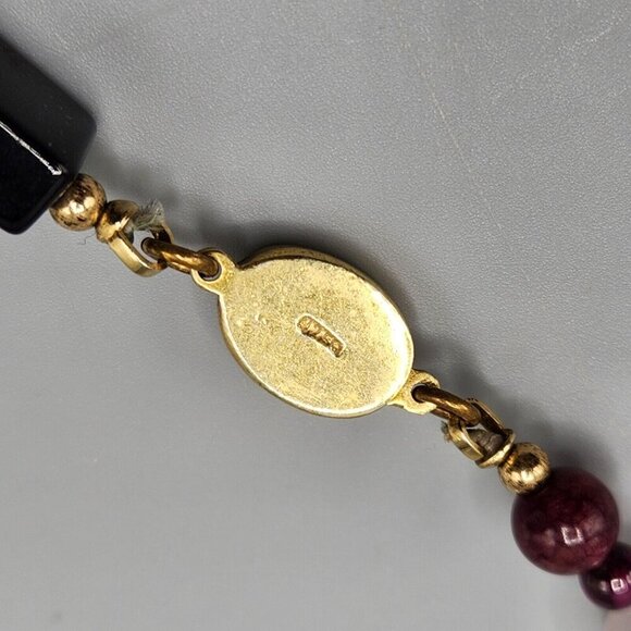 Stone Bead Necklace Rose Quartz Snowflake Obsidian Cloisonne Gradient 30" - Picture 9 of 13